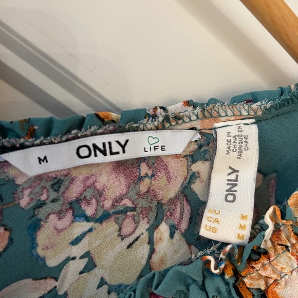 ONLY Scandinavian Teal Floral Chiffon Dress – Size M - Worn Once - Picture 2 of 9
